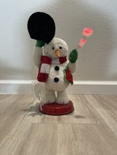 Gemmy 2002 Mini Snowflake Spinning Snowman Red Green Vest Animated Christmas picture
