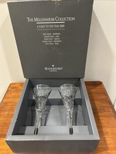 Waterford Crystal Millennium Collection Happiness Champagne Toasting Flutes Pair picture