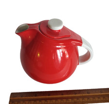Hall's Superior Quality Kitchenware USA 6 Art Deco Red & White Teapot *5