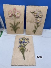 Vtg Home Interiors Floral 3D Wall Plaques Set of 3 Iris Amaryllis Orchid 2004 picture