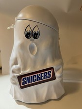 Vintage 1990 Snickers Ghost Halloween Candy Bucket Plastic Blow Mold Pail w/Lid picture