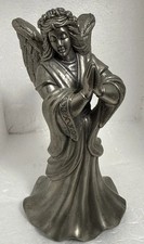 Vintage Heavy Pewter Crafted Angel Candle Holder  picture
