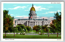 c1940s Denver Colorado State Capitol Building Postcard Linen picture