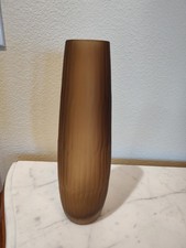 Beautiful Vintage Large  Brown Frosted Vertical Vase AL_0000081 picture