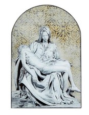 Michelangelo Pieta Garden Arched Wood Plaque Catholic Wall Art Home Decor Gift picture