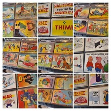 108 PCs ~ Vintage Humorous Cheeky Satirical Cartoons Comics Lithographic  Linen picture