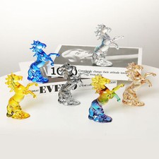 Color Crystal Gallant Horse Figurine Collectible Glass Horse Ornament Home Decor picture