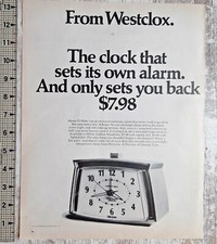 1970 Westclox Vintage Print Ad Alarm Clock Electric Automatic Classic Bedside picture