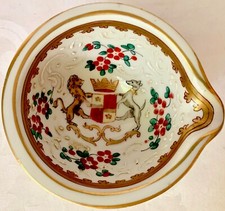 ANTIQUE SAMSON EDMÉ FRANCE HAND PAINTED CERAMIC ARMORIAL BOWL, COAT OF ARMS picture
