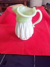 Old Nice Mid Century Kanawha Seafoam Green Satin Slag Glass Small Pitcher EUC picture