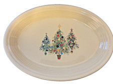 Fiesta Light Yellow Christmas Trees Oval Platter - 9 1/2