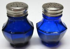 Vintage Cobalt Blue Glass Small Salt & Pepper Shakers JAPAN picture