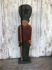 VTG Wooden  Holiday 3 Ft Nutcracker Soldier~Christmas Decorations picture