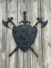 Homco MCM 1969 Cast Aluminum Medieval Lion Coat Of Arms Wall Hanger picture