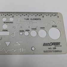 Vtg Rapidesign No 128 Electro Symbols Drafting Template Stencil Ruler Electric picture