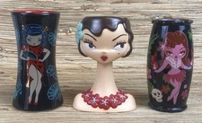 Miss Fluff Tiki Farm Tiki Mugs Set of 3 Seductress Chalice Hula & Geisha New picture