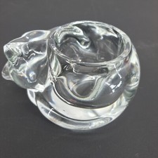 Indiana Glass Sleeping Cat Kitty Heavy Candle Holder Tea Votive picture