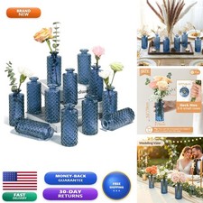 ComSaf Small Glass Bud Vases 12 Pack Gray Blue picture