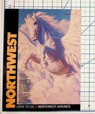 1987 Northwest Airlines WorldPerks Ad Pegasus Vintage Print Ephemera picture