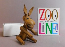 VINTAGE MID CENTURY ZOO LINE LA JAPAN WOOD MATCHBOX DONKEY FIGURINE MOVEABLE LEG picture