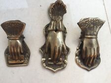 3 Pc 1940's Old Brass Hand Crafted Engraved Lady Hand Shape Victorian Paper Clip picture