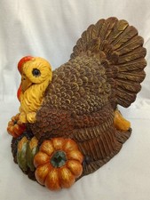 Vintage Wooden Turkey With Fall Vegetables Table Centerpiece picture