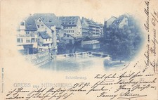 Postcard Nuremberg (90403), Schleifersteg, postcard, lithograph-blueprint picture