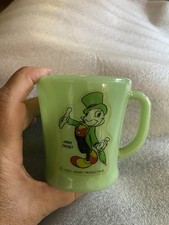 Fire King Jadeite Jiminy Cricket Disney Mug Rare picture