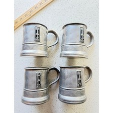 Vintage Oldsmobile Rocket Logo Pewter Tankard Mugs Set of 4 USA Automobilia picture