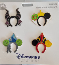 Disney PINS Maleficent Jafar Hades Queen - Villain Ears HEADBANDS 4 PINS SHOWN picture
