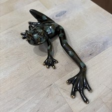 Vintage Golden Pond Dark Glossy Finish W/Light Green Spots Tree Frog Figure 7” picture