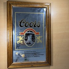 Vintage 1980s Coors Mirrored Sign Brewed With Pure Rocky Mountain Water picture