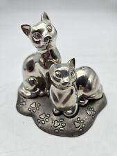 LENOX KIRK STIEFF COLLECTION VINTAGE PEWTER CAT SALT AND PEPPER SHAKER WITH BASE picture