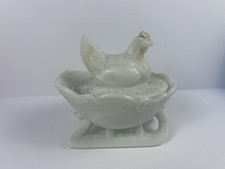Antique RARE Westmoreland Hen On A Sleigh Milk Glass Hard To Find 🔥 picture