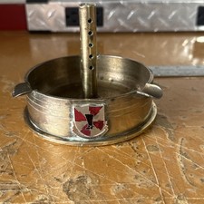 Vintage Brass Trench Art Ashtray w/ 40th Field Artillery Crest CHQ HQ Army WWII picture