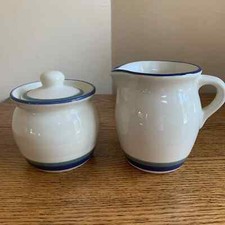 Pfaltzgraff NORTHWINDS Covered Sugar Bowl & Creamer; Excellent Condition; USA picture