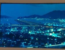 Vintage 35mm Slide China Night View Of Hong Kong Kai Tak Airport Runway City  picture
