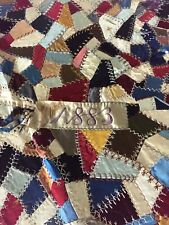 Antique Crazy Quilt Dated 1883 63” X 67” With Small Pillow picture