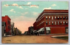 Kewanee Illinois Second Street West from Main Street Buildings Postcard picture