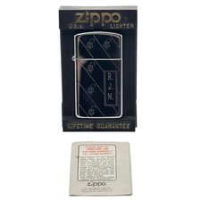 Zippo 1990 Slim R J M Monogram Fleur-de-Lis Diagonal Lighter Box & Paper picture