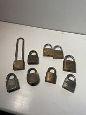 Vintage Lock Lot Of 8 Brass And  3 Steel No Keys picture