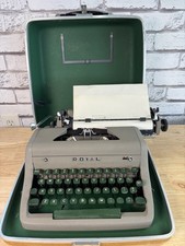 Vintage Royal Quiet De Luxe Portable Manual Typewriter W/ Case Green Keys Works picture