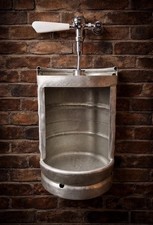 Stainless Steel Beer Keg Urinal – Manual Flush, Custom Tap Handle picture