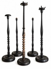 Antique Wig Hat Black Wood Hat Stands  + Parts For Repair Millinery Shop Display picture