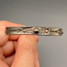 Vintage Navajo Native Arrow Concho Stampwork Silver Bracelet Cuff 6-5/8
