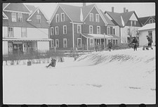Jewett City Connecticut 1930s Children Sledding Winter Houses Farm Security picture