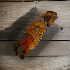 Vintage Hand Carved Wooden Mexican Fisherman  picture