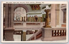 Madison Wisconsin WI State Capitol East Gallery Postcard c1920s picture