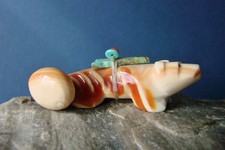 Vintage Zuni Fetish Cameo Shell Fox Carving By Bernard Homer Jr. (d) picture