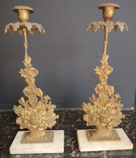 Pair Of Antique Victorian Cast Metal Figural Girandole Candlesticks 16